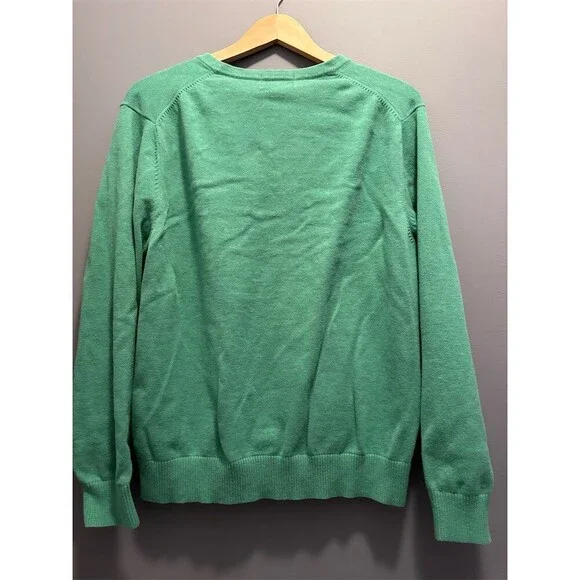 Lands’ End Sweater Mens Size L Green V-Neck Pullover Long Sleeve Knit - Picture 6 of 9